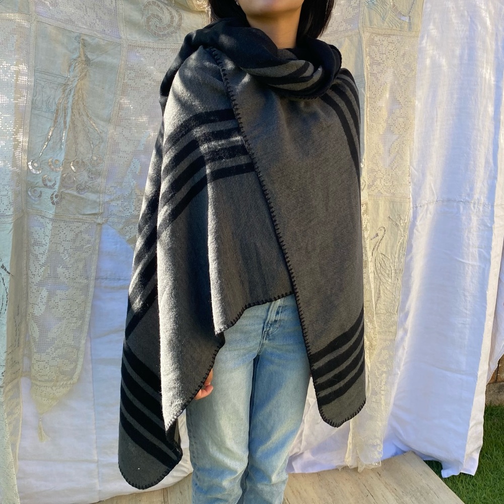 BB Dakota Reversible Plaid Cozy Wrap Shawl